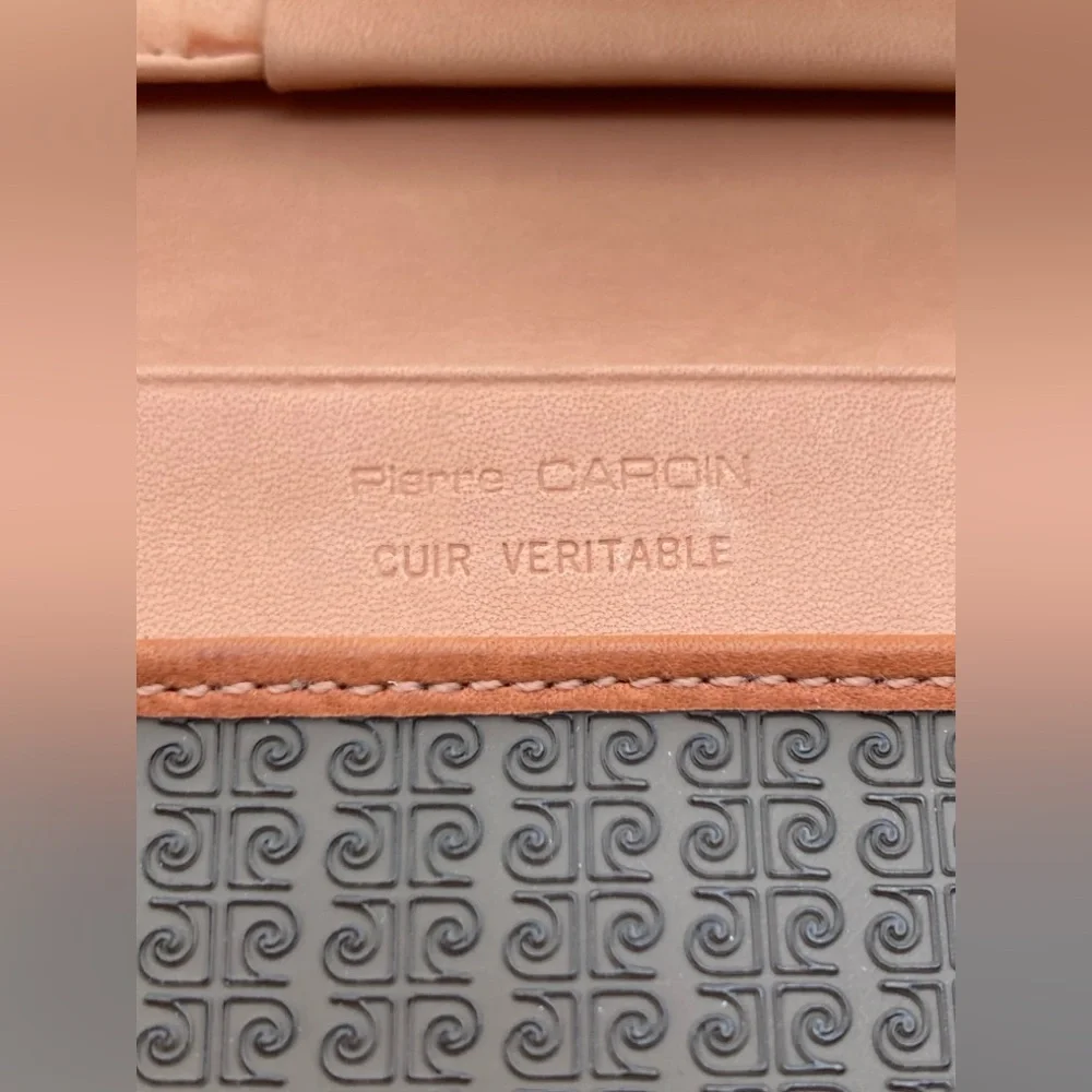 Vintage Pierre Cardin Bifold Wallet Monogram Pattern Tan Leather Trim